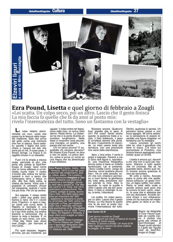 EZRA POUND, LISETTA E QUEL GIORNO DI FEBBRAIO A ZOAGLI - Elzeviri liguri